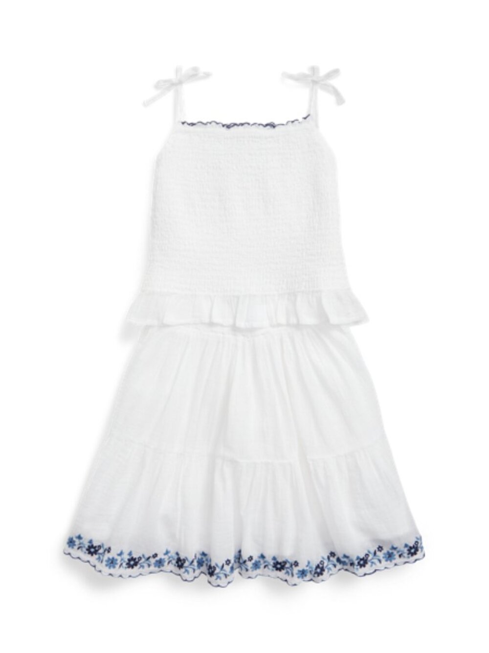 Smocked Cotton Top & Skirt Set